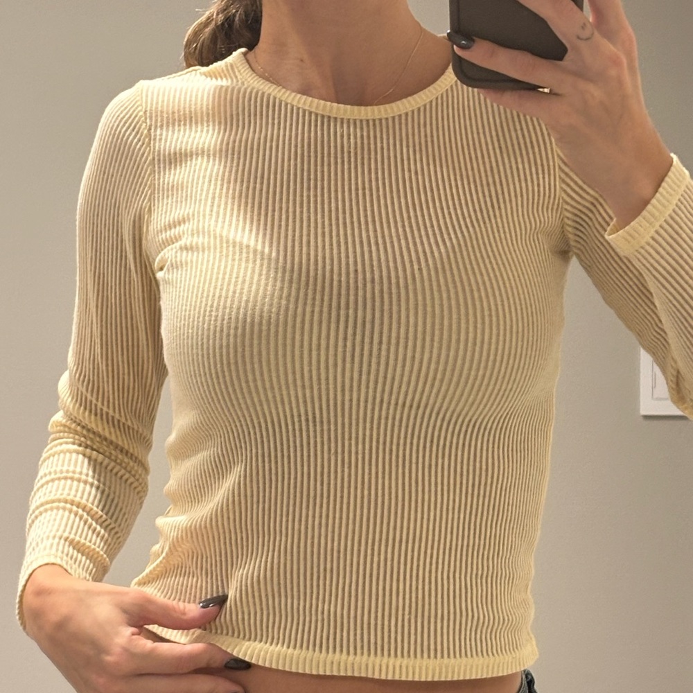 Ribbed Long Sleeve yellow Top